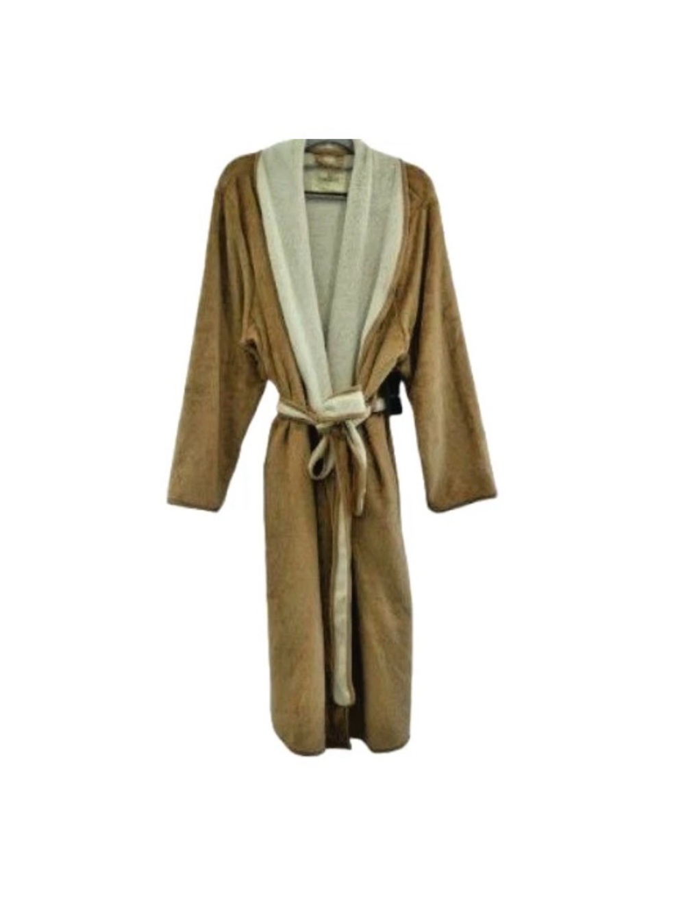 NEW Cuddl Duds Plush Sherpa Fleece Robe Tan Sz XL Shawl Collar Pockets Lounge